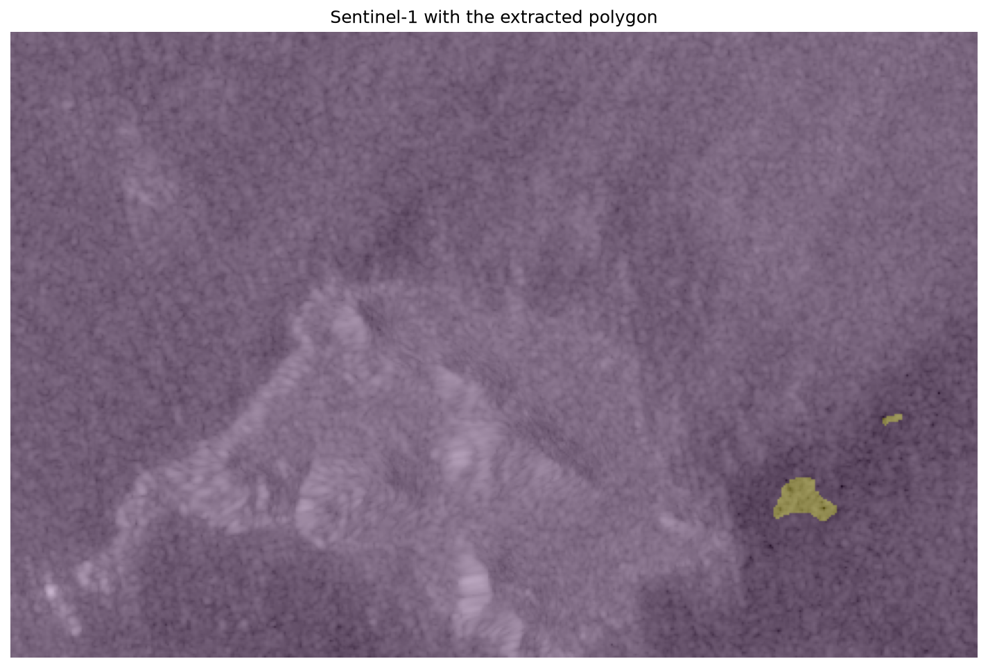 Sentinel-1 image with oil spill mask overlay